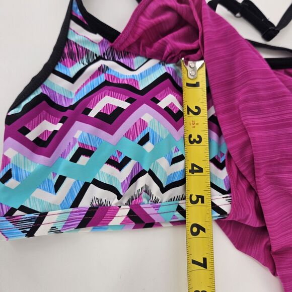 Women's UnXposed Swimsuit Top Size S Purple Multicolor Layered Sports Bra Tank - Picture 11 of 11